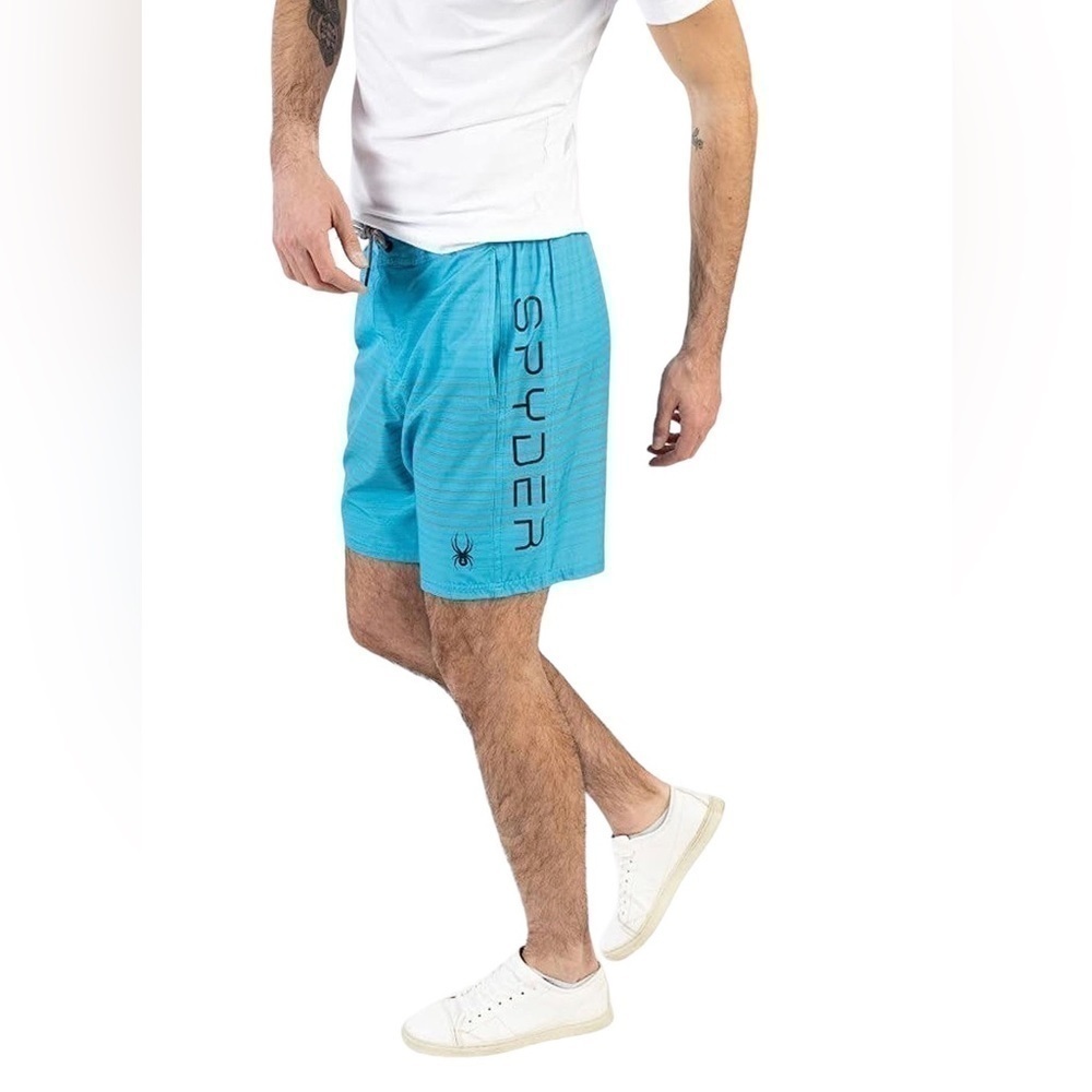 Spyder Men’s Blue Striped Hybrid Board Shorts Swim Trunks UV Protection XXL NWT